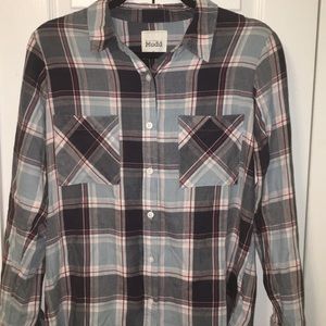 Mudd Boyfriend Fit Plaid Flannel